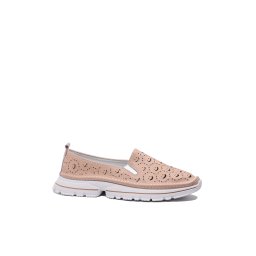 Mocasini damă Gallop roz din piele naturală, cu model perforat FNX242-39 EU