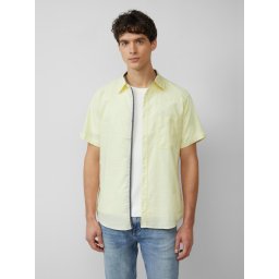 s.Oliver Camasa cu maneca scurta barbati, croiala Slim Fit si design cu un singur buzunar, Galben deschis (SELECTATI MARIMEA: M)