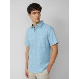 s.Oliver Camasa cu maneca scurta barbati, croiala Slim Fit si design cu un singur buzunar, Albastru deschis (SELECTATI MARIMEA: M)