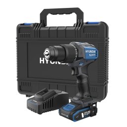 Masina de gaurit si insurubat cu percutie Hyundai HD20X-60TT, motor fara perii, 2 trepte de viteza, cuplu 60 Nm, mandrina metalica de 13 mm, 1 acumulator x 2 Ah, incarcator si valiza transport
