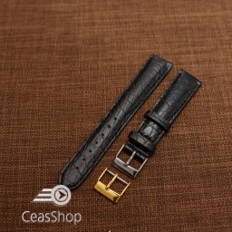 Curea crocodil veritabil , neagră, captusită cu finisaj mat 20mm - 33776