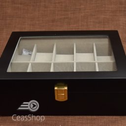 Cutie pastrare ceasuri lemn pentru 10 ceasuri neagră