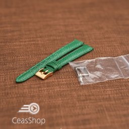 Curea piele de soparla captusita cu finisaj lacuit- verde- 18mm