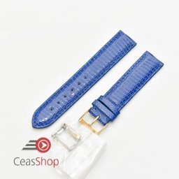 Curea piele de soparla captusita cu finisaj lacuit albastra 19mm - 43322