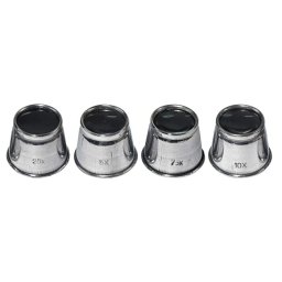 Set 4 lupe aluminiu in cutie plastic