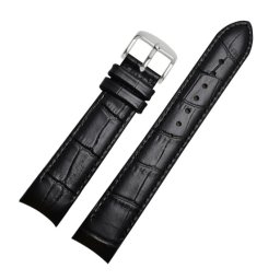 Curea tip Citizen/Seiko piele 21mm neagra capăt curbat