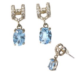 Cercei Topaz Oval Fatetat 18x6x16 mm Argint 925 – Cadou Pentru Ea - 1 Pereche