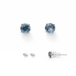 Cercei Topaz Swiss rotund fatetat 5x5x15 mm cu Argint 925 pentru claritate mentala – 1 Pereche