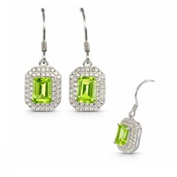 Cercei Peridot Cu Zircon 28x9x6 mm Argint 925 – 1 Pereche