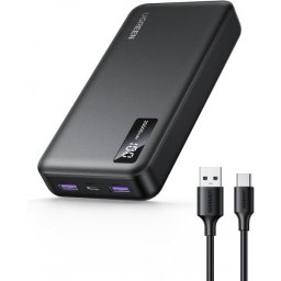 Baterie Externa UGREEN PB312, 20000mAh, 22.5W, QC + PD, 1 x USB-C - 2 x USB-A, Neagra