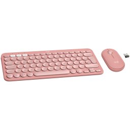 Kit tastatura si mouse LOGITECH Pebble 2 Combo, Wireless 2.4 GHz + Bluetooth, Roz, Aspect SUA, INTNL-973 - UNIVERSAL "920-012241