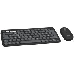 Kit tastatura si mouse LOGITECH Pebble 2 Combo, for Mac, Wireless 2.4 GHz + Bluetooth, Gri grafit, Aspect SUA, INTNL - 973 - MAC "920-012244