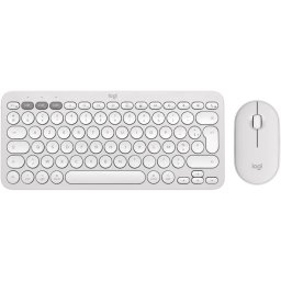 Kit tastatura si mouse LOGITECH Pebble 2 Combo, Wireless 2.4GHz + Bluetooth, Alb, INTNL-973 - UNIVERSAL "920-012240