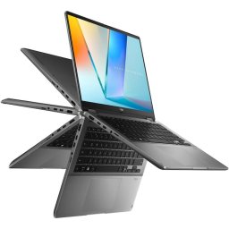 Laptop ASUS Vivobook 14 Flip TP3407SA cu procesor Intel® Core™ Ultra 7 258V pana la 4.8GHz, 14'', WUXGA, OLED, Touch, 32GB LPDDR5x RAM, 1TB SSD, Intel® Arc™ Graphics, Windows 11 Pro, Matte Gray (INT Keyboard)
