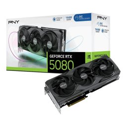Placa video PNY GeForce RTX 5080, Overclocked, Triple Fan, NVIDIA 16 GB, GDDR7, DLSS 4