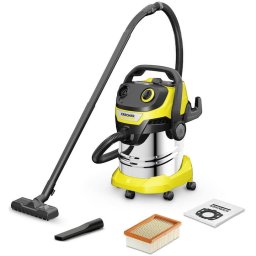 Aspirator multifunctional Karcher WD 5 S V-25/6/22, 1100 W, aspirare umeda si uscata, 25 l rezervor, furtun 2.2 m, functie de suflare, galben/negru