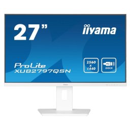 Monitor IPS LED Iiyama 27" XUB2797QSN-W2, QHD, 2560 x 1440, HDMI, DisplayPort, Boxe, Pivot, 100 Hz, 1 ms, Alb