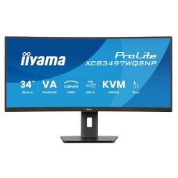 Monitor VA LED Iiyama XCB3497WQSNP-B1, 34" , WQHD, 3440 x 1440, HDMI, DisplayPort, Boxe, Ecran curbat, 0.4ms, 120Hz, Negru