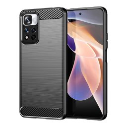 Husa Carbon Case flexible case cover Xiaomi Redmi Note 11 Pro+ 5G (China) / 11 Pro 5G (China) / Mi11i HyperCharge / Poco X4 NFC black