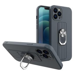 Husa Ring Case silicone case with finger holder and stand for Xiaomi Redmi Note 11 Pro blue