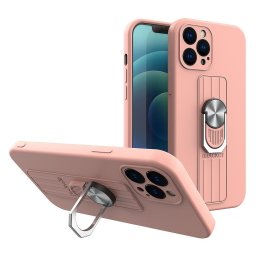Husa Ring Case Silicone Case with Finger Grip and Stand for Xiaomi Poco M4 Pro 5G Pink