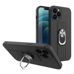 Husa Ring Case silicone case with a finger grip and stand for Samsung Galaxy A73 black