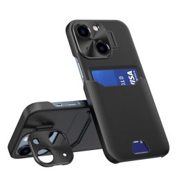 Husa Leather Stand Case for Samsung Galaxy S23+ card wallet cover with stand black