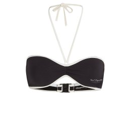 KARL LAGERFELD Bikini Top Hotel Karl Rib Halter Bandeau A1W46027 999 black