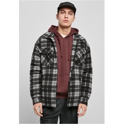 Checkered Teddy Lined Shirt Jacket black/white