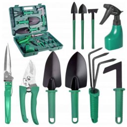 Trusa de gradinarit completa servieta platic VERDE 10 piese MX992