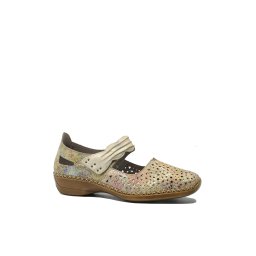 Pantofi perforați cu baretă Rieker multicolori din piele naturală RIK41399-92-38 EU
