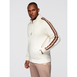 Ombre Men's sweatshirt with high collar and stripes - cream
