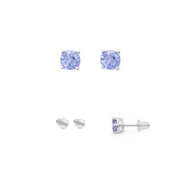 Cercei Tanzanit rotund fatetat 6x6x15 mm cu Argint 925 pentru claritate si intuitie – 1 Pereche