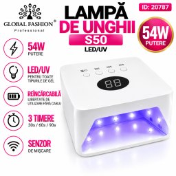 Lampa unghii S50, Led/UV, 54W, Alba