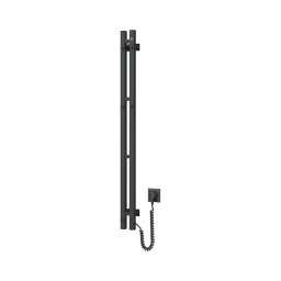 Radiator electric pentru prosoape cu termostat SILOUETTE, 70 W, 120 x 9 cm, negru, versiune dreaptă