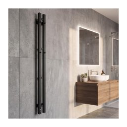 Sușător electric de prosoape cu termostat SILOUETTE 70W 120x9 cm negru, pentru montare pe partea dreaptă