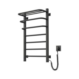 Uscător electric pentru prosoape cu termostat FORTIS 155W 80x48 cm, negru, cu racordare pe partea dreaptă