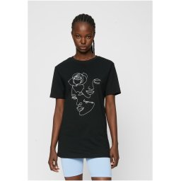 Women's black T-shirt One Line Rose