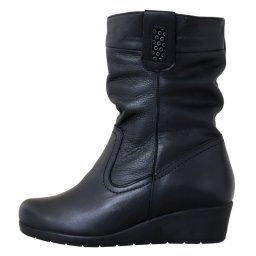 Cizme dama, Nicolis, 151856-Negru, casual, piele naturala, scurte, cu platforma, negru (Marime: 36)