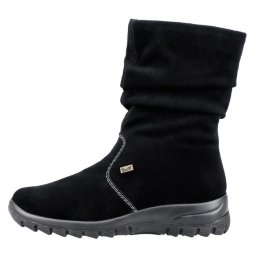 Cizme dama, Rieker, Z7171-01-Negru, casual, piele intoarsa, impermeabil, scurte, cu talpa joasa, negru (Marime: 36)
