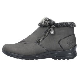 Ghete dama, Rieker, L1868-45-Gri, casual, piele naturala, impermeabil, imblanite, cu talpa joasa, gri (Marime: 39)