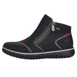 Ghete dama, Rieker, L4270-00-Negru, casual, piele ecologica, impermeabil, imblanite, cu talpa joasa, negru (Marime: 36)