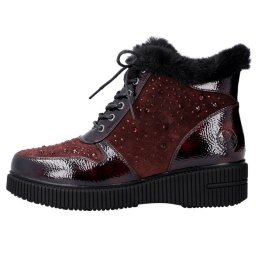Ghete dama, Rieker, 93312-35-Bordo, casual, piele naturala, imblanite, cu talpa joasa, bordo (Marime: 37)