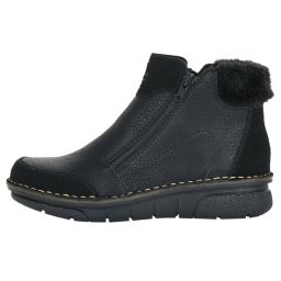 Ghete dama, Rieker, 73352-00-Negru, casual, piele ecologica, imblanite, cu talpa joasa, negru (Marime: 37)