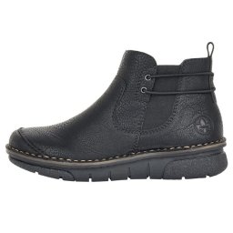 Ghete dama, Rieker, 73362-00-Negru, casual, piele ecologica, imblanite, cu talpa joasa, negru (Marime: 36)