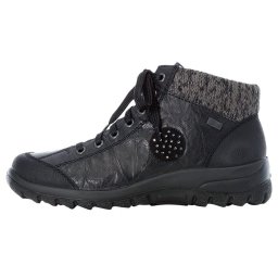 Ghete dama, Rieker, L7110-01-Negru, casual, piele naturala, impermeabil, imblanite, cu talpa joasa, negru (Marime: 36)