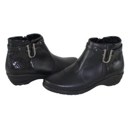 Ghete dama, Waldlaufer, 305805-203-001-Haga-Negru, casual, piele naturala, cu talpa joasa, negru (Marime: 36)