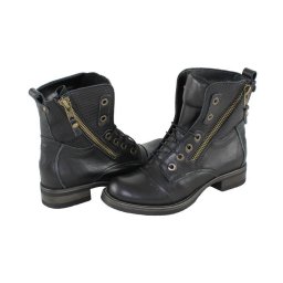 Ghete dama, Agressione, BK2-V2-Negru, casual, piele naturala, cu toc, negru (Marime: 40)