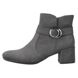 Botine dama, Rieker, 70289-45-Gri, casual, piele ecologica, cu toc, gri (Marime: 36)