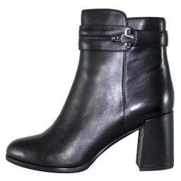 Botine dama, Epica, QVG092-5-R521-Y001-01-N-Negru, elegant, piele naturala, cu toc, negru (Marime: 39)